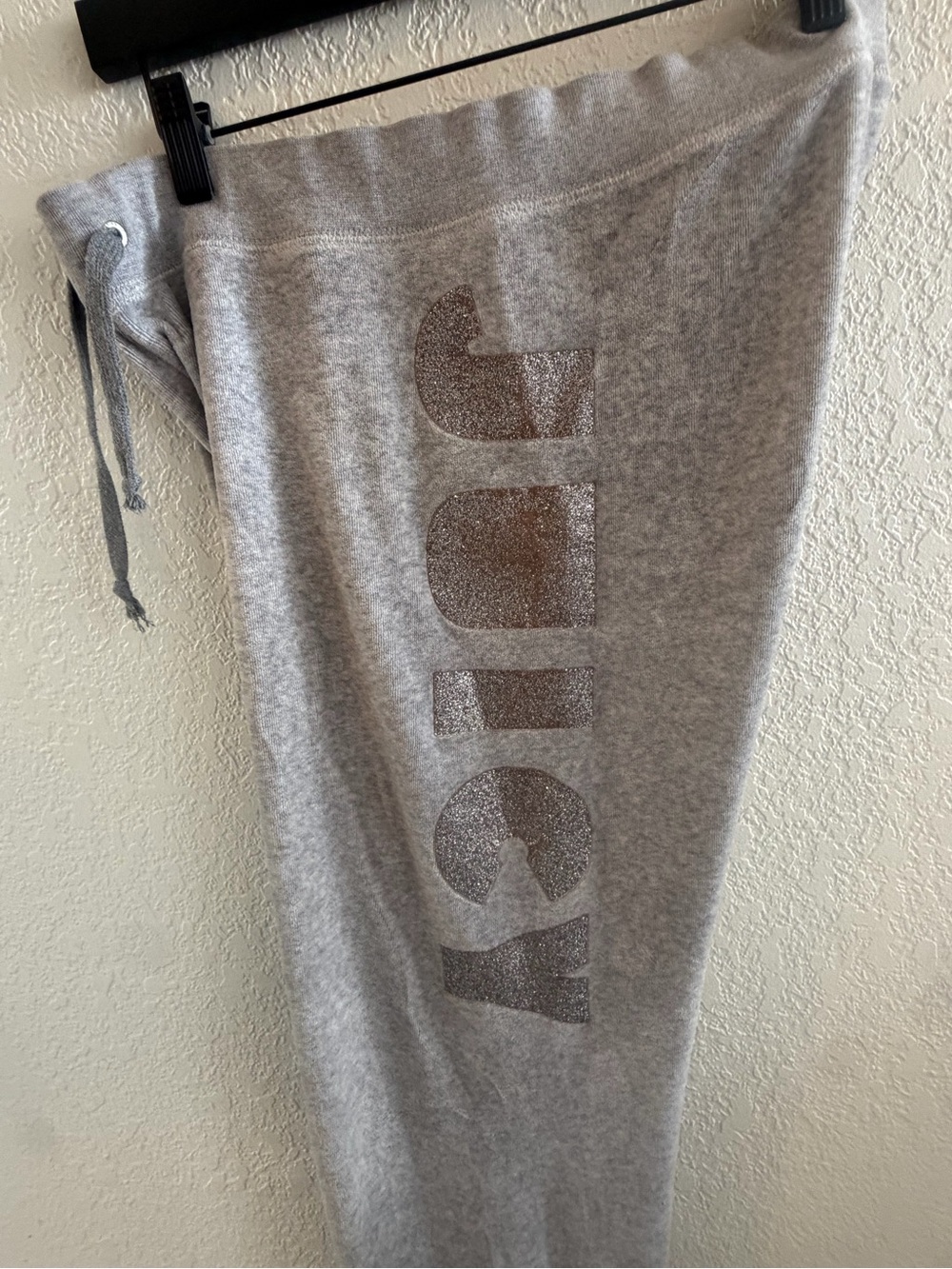 Vintage Juicy Couture Gray Wide Leg Sweatpants with Glitter Logo